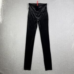 Spanx Black Velvet Leggings Women’s Size Small  (25x28) Mid Rise